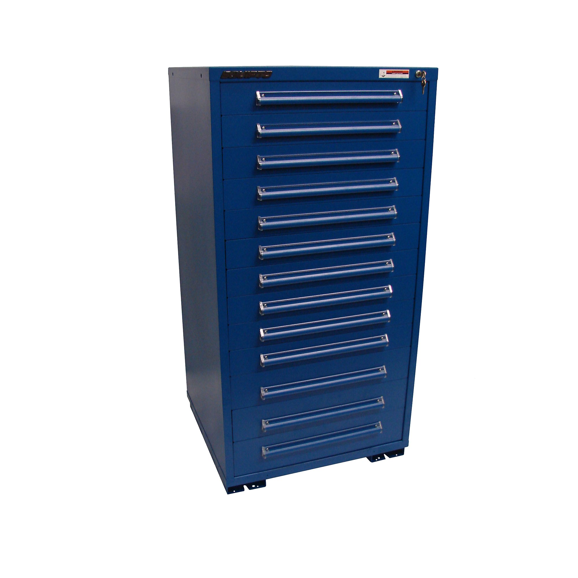 Equipto, 30in.W x 27-3/4in.D x 59in.H Modular Drawer Cabinetinet-With Div, Height 59 in, Width 30 in, Drawers 13 total -5 3"h, 7 4.5"h, 1 7.5"h Model # 4423-01-BL; Color : Textured Royal Blue